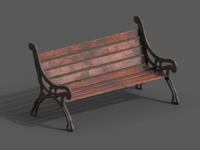 Street Bench Pack 2 Low-poly 3D model