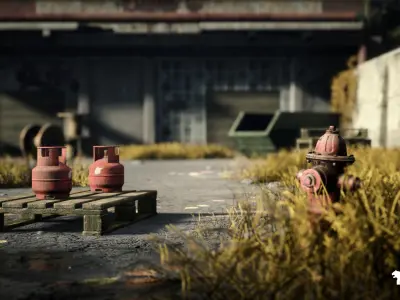 Abandoned Industrial Factory Environment Unity Low-poly 3D model