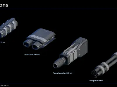 Spaceship Pirate Fighters Low-poly 3D model