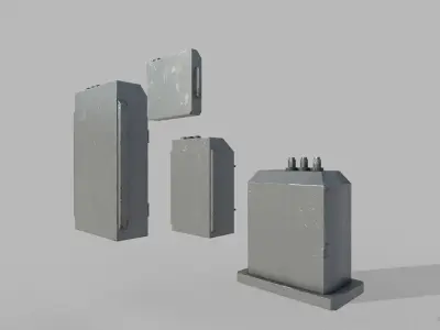 Electric Boxes Collection  Low-poly 3D model