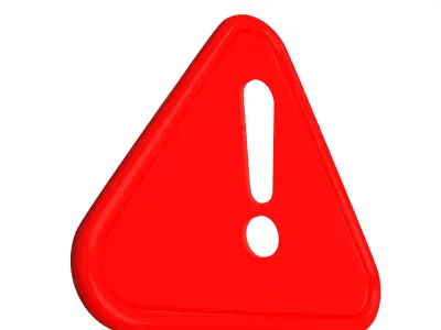 Red Warning Attention Sign Low-poly 3D model