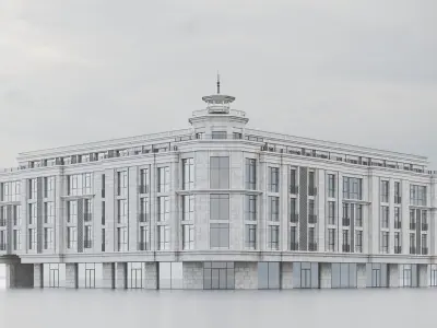 Residential Building with a Tower 008 3D model