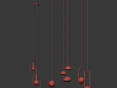 Four Hanging Light Set 07 3D model