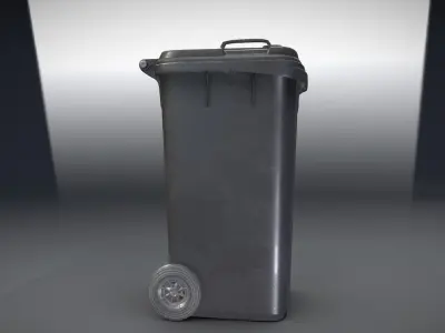 Black Plastic Waste Bin 240 Liters 1075x515x582  Low-poly 3D model