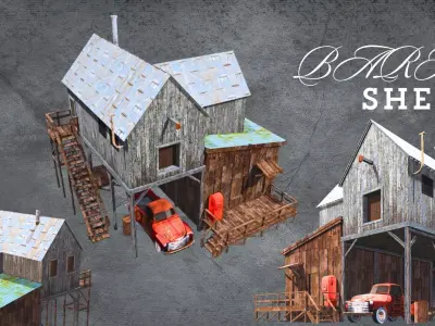 Barn Shed 3D Model Low-poly 3D model