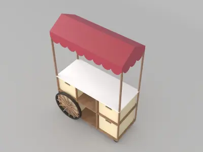 market and food cart 3D model