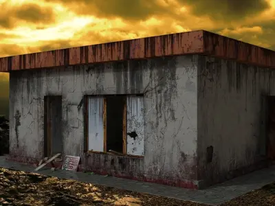 Beer bar in the apocalyptic world Low-poly 3D model