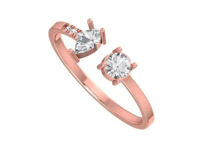 Solitaire Women Light Weight Pear Round Stone Band Ring 3D print model