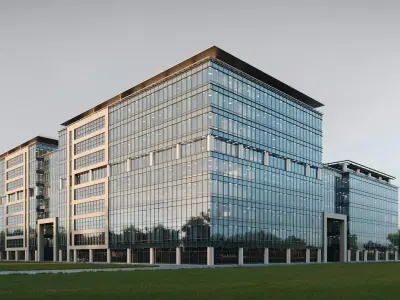 Glass Office Buildings - Modern Business Center 3D model