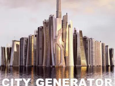 Building Skyscraper City Town Downtown Street Futuristic Utopia Low-poly 3D model 17