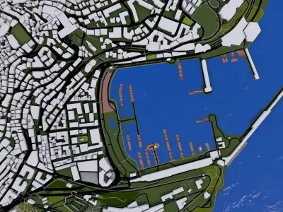 Monoco City of France Low-poly 3D model