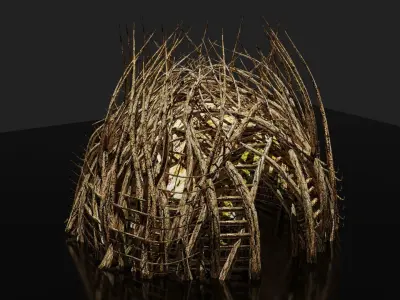 Forest - Wooden Shelter No1 Low-poly 3D model