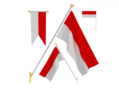 Flags of Indonesia 3D model