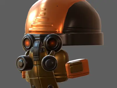 Gas mask helmet 3d model scifi Low-poly  PBR 3D model