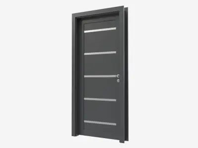 Modern Wooden Interior Door with Furniture 004 3D model