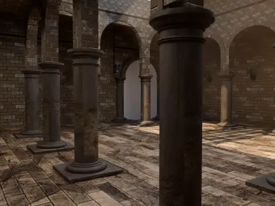 Industrial Hall and Warehouse Modular Level Pack Low-poly 3D model