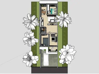 House 12x14m code 404 - Sketchup 3D model