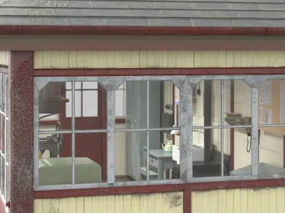  Historic Railway Signal Box with Interior 