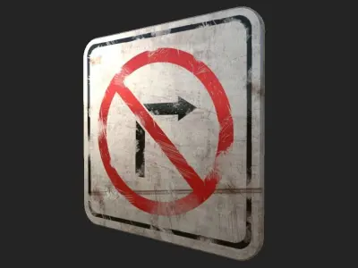 Old Traffic Sign Low-poly 3D model