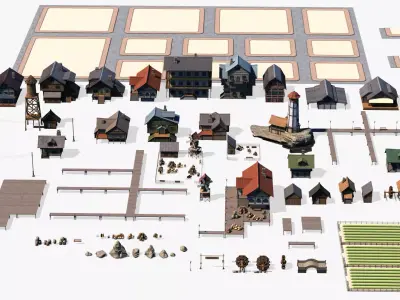 village Asset Low-poly 3D model