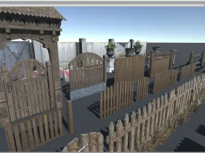 Ultimate Fence Package Low-poly 3D model