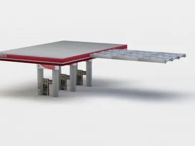 Gas station Low-poly 3D model