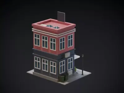 Bank Building Low-poly 3D model buy
