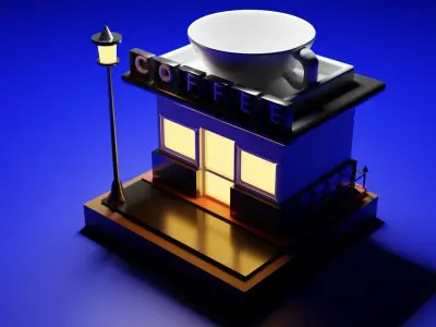 Coffee Shop Low Poly 3D model