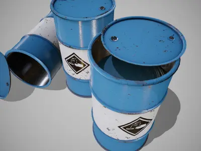 Barrels blue new Low-poly 3D model