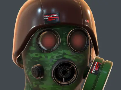 Gas mask helmet 3d model scifi Low-poly  Low-poly 3D model 211