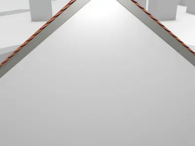 City House - 3 - Half-Double-House - Roof red - Wall black white Low-poly 3D model