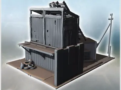 Reinforced structures made of stacked containers with metal ladd 3D print model