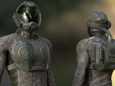 MX01 Male Space Suit Green LITE VERSION Low-poly 3D model