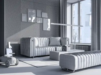 Modern interior scene 03 - living room 3D model