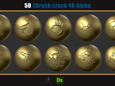 50 Zbrash concrete and stone cracks 4K Alpha Texture
