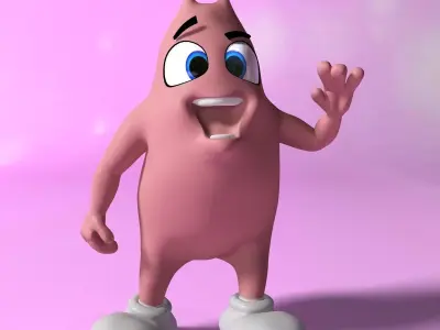 Pink Creature RIGGED and Animated Low-poly 3D model