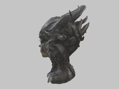 Ethereal HR Giger Inspired Woman Head Bust Low-poly 3D model