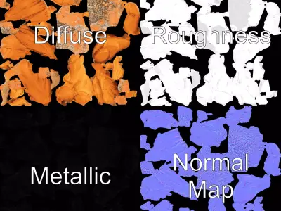 Golden Sandstone Mountain model pack Low-poly 3D model