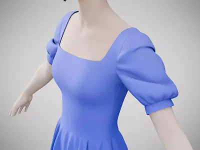 Dress 26 Very Light Blue Low-poly 3D model