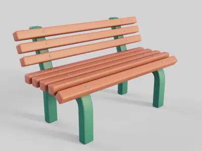 Cartoon Bench 6 Low-poly 3D model