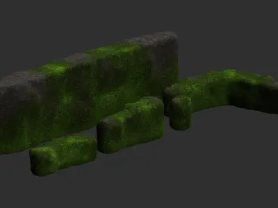 Cave Walls 4 - Moss 2 Low-poly 3D model