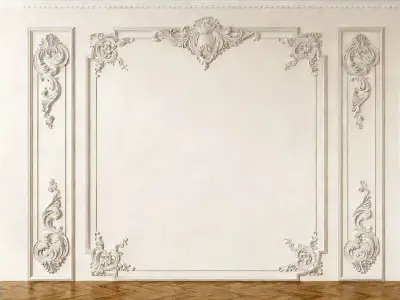 French Plaster Molding Accent Wall 3D model
