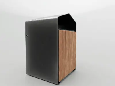 Modern Timber Street bin Vol 03 Game Ready PBR Low-poly 3Dmodel Low-poly 3D model