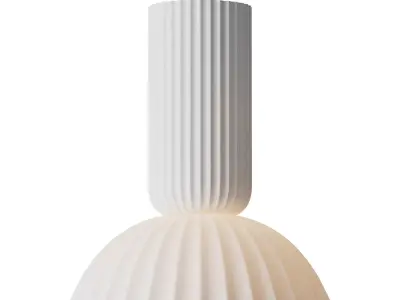 Jeanne Fluted White Porcelain Dome Pendant Light 3D model