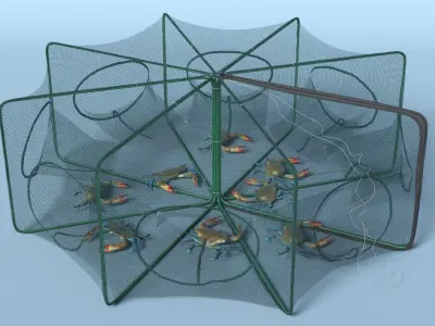  Collapsible Fishing Net Cage with Crawfish Inside 