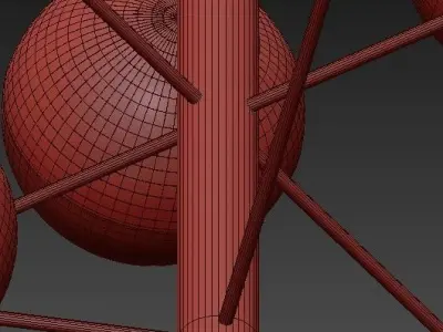 Mid Century Globe Chandelier 3D model
