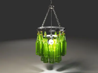 Chandelier made with green bottles 3D model