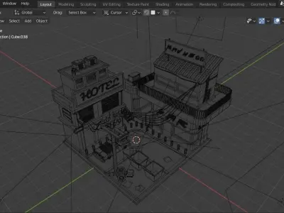 Low poly scene cyberpunk  Free low-poly 3D model