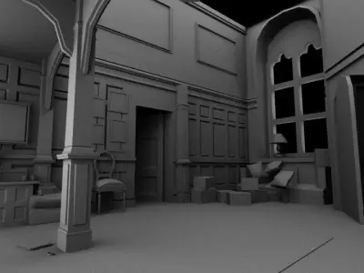 INTERIOR HALL FOR LIGHTING AND TEXTURING 3D model