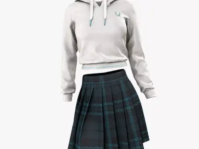 School Girl Uniform Hoodie Skirt 3D model